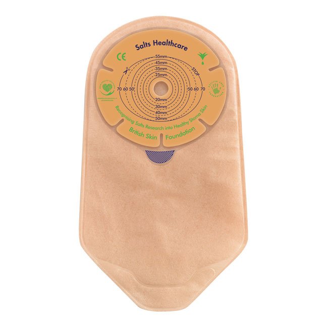 Confidence Natural Advance<sup>®</sup> – worek urostomijny jednoczęściowy, standardowy, płytka płaska z otworem do docięcia 13-70 mm, z zakładką, z aloesem